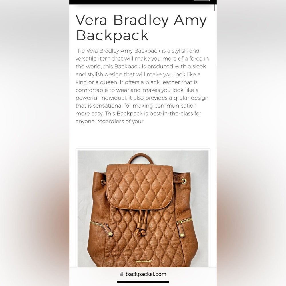 Vera Bradley Quilted Leather Amy Backpack Blush Baby Pink Travel Floral Purse - Picture 9 of 10